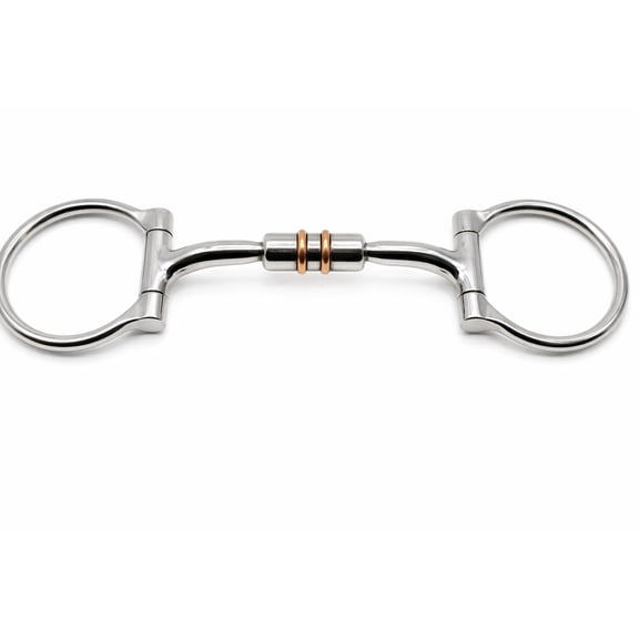 Stainless Steel 5" Mouth D-Ring Comfort Snaffle Horse Bit Copper Rollers 35515B
