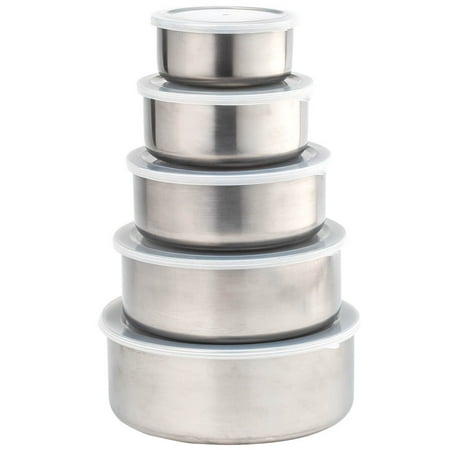 Stainless Steel 5 Piece Storage Bowls with Lids