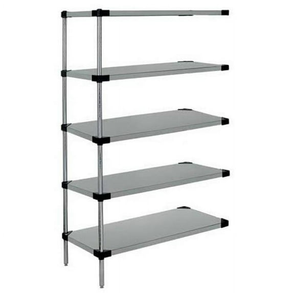 Stainless Steel 5 Solid Shelf Add-On Kit - 18 x 36 x 74 in.