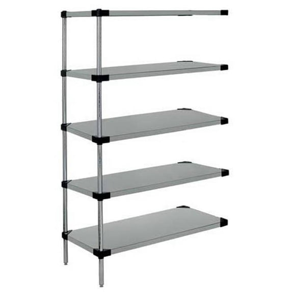 Stainless Steel 5 Solid Shelf Add-On Kit - 24 x 42 x 63 in.