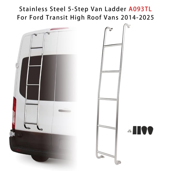Stainless Steel 5-Step Van Ladder A093TL For Ford Transit High Roof Vans 14-2025
