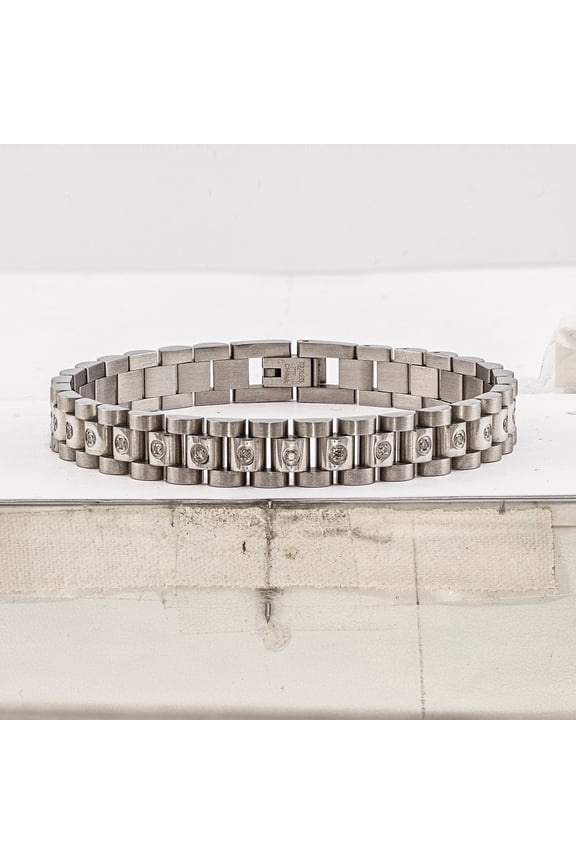 Stainless Steel .50ct Watch Band Link Bracelet