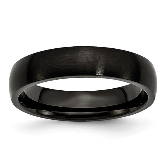 Stainless Steel 5mm Black Ip-plated Brushed Band Ring - Size 7.5