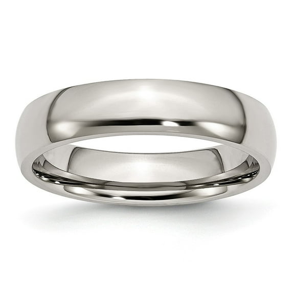 Stainless Steel 5mm Polished Band Ring - Size 6.5