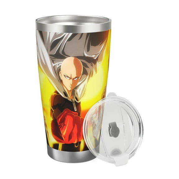 Stainless Steel 6.7in High 20oz Anime Insulated Cup,One Punch Man Water Bottle Stainless Sport Outdoor Double Wall Insulated Bottles With Straw​​