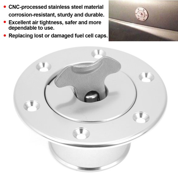 Stainless Steel 6-Bolt Fuel Cell Tank Cap Cover Flush Mount Replacement Kit with Bolts Nuts Gaskets Sealing Ring - Silver 1.4in