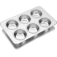 thumbnail image 1 of VeSteel Stainless Steel Muffin Pan, Metal Cupcake Pan Tray for Baking, Non-Toxic, Dishwasher Safe - 6-Cup, 1 of 5