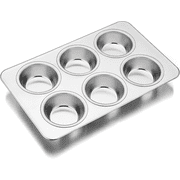 VeSteel Stainless Steel Muffin Pan, Metal Cupcake Pan Tray for Baking, Non-Toxic, Dishwasher Safe - 6-Cup