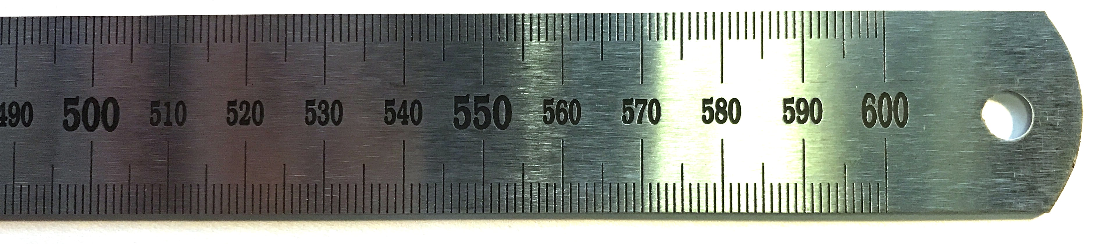 Stainless Steel 60cm Ruler with Stamped mm and cm Graduations - Eisco Labs