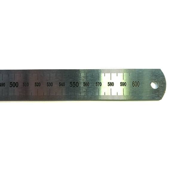 Stainless Steel 60cm Ruler with Stamped mm and cm Graduations - Eisco Labs