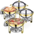 Stainless Steel 6QT Round Chafing Dish Buffet Set, 2/4 PACK Food ...