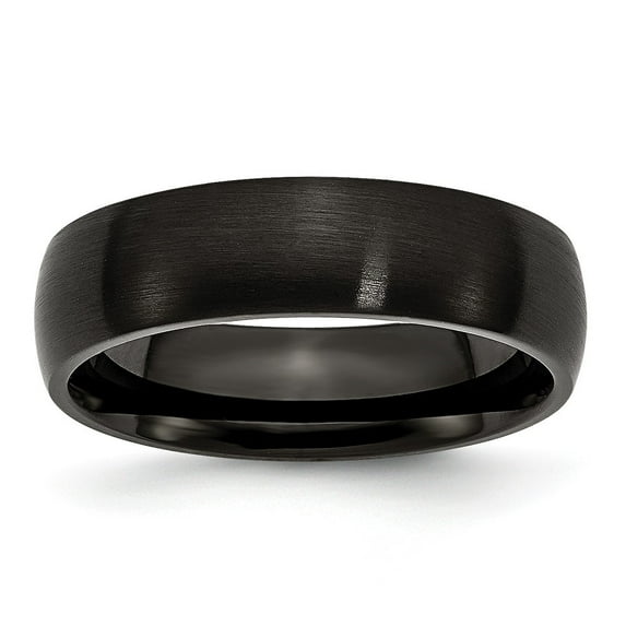 Stainless Steel 6mm Black Ip-plated Brushed Band Ring - Size 6