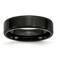 thumbnail image 1 of Stainless Steel 6mm Black Ip-plated Brushed Polished Beveled Edge Band Ring - Size 13, 1 of 2