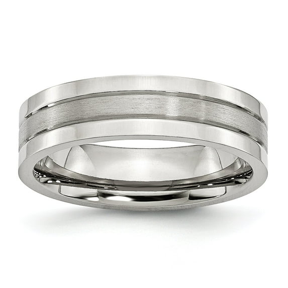 Stainless Steel 6mm Brushed Mens Wedding Ring Sz 9