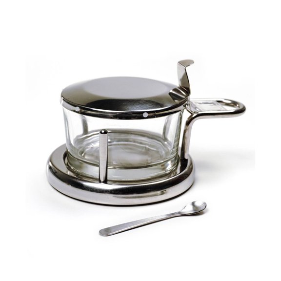 Stainless Steel 6x4x3" Salt Server and Spoon Set