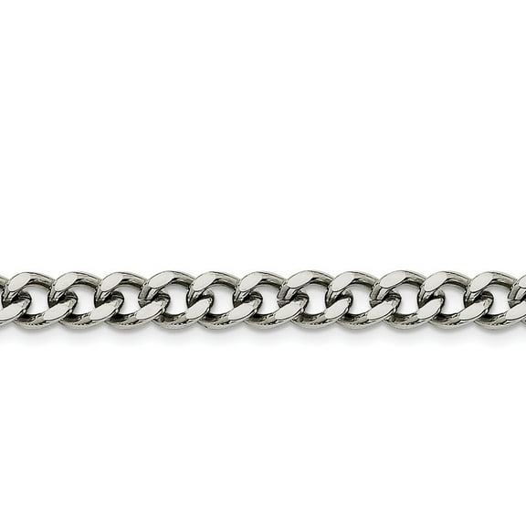 Stainless Steel 7.5mm Curb Chain Necklace - 22 Inch