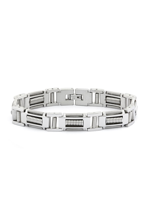 Stainless Steel 7-Station Coil Bracelet, 8.5"