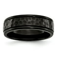 thumbnail image 1 of Stainless Steel 7mm Black IP-plated Hammered and Polished Band Size: 12; for Adults and Teens; for Women and Men, 1 of 6