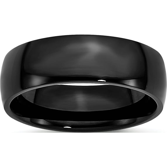 Stainless Steel 7mm Black Ip-Plated Polished Band (Size 7) Made In China sr313-7