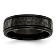 thumbnail image 1 of Stainless Steel 7mm Black Ip-plated Hammered and Polished Band Ring - Size 12, 1 of 2