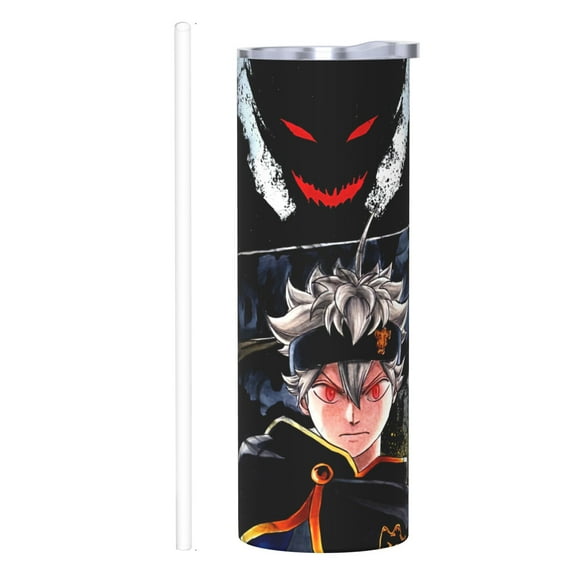 Stainless Steel 8.3in High 20oz Anime Insulated Cup,Black Clover Bottle Stainless Sport Outdoor Double Wall Insulated Bottles With Straw​​