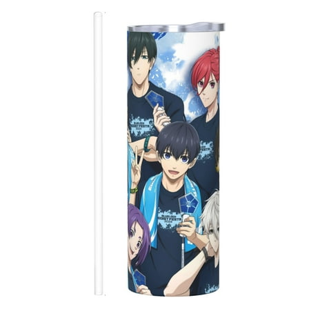 Stainless Steel 8.3in High 20oz Anime Insulated Cup,Blue Lock Bottle Stainless Sport Outdoor Double Wall Insulated Bottles With Straw​​