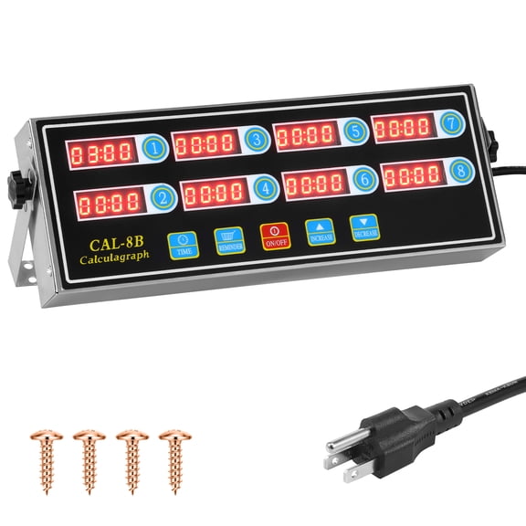 Stainless Steel 8 Channel Kitchen Timer With Loudspeaker Digital Timer Adjustable Volume Smart Food Timer With Memory Function for Commercial Kitchen