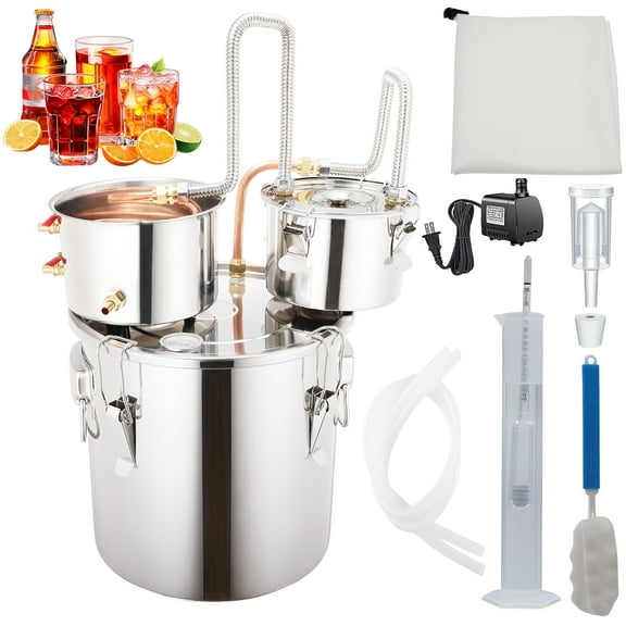 Stainless Steel 8 Gal 3 Pots Water Distiller Copper Tube With Thumper Keg Circulating Pump Build-in Thermometer Brew Bag and Proof Test Kit