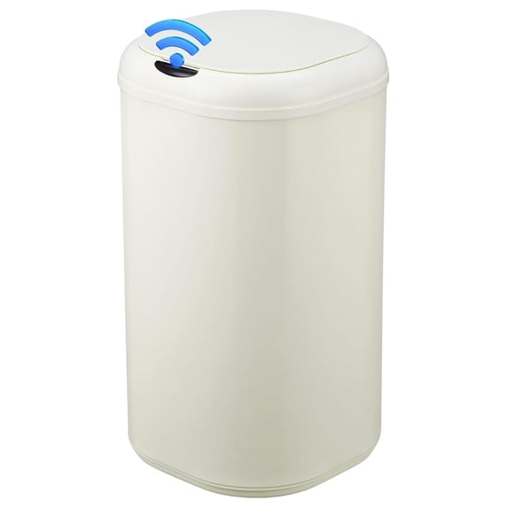 Stainless Steel 8 Gallon Automatic Trash Can with Lid, 30 Liter Touchless Sensor Kitchen Garbage Can, Smart Cylindrical Trash Can for Home Bathroom Living Room Office, Cream White