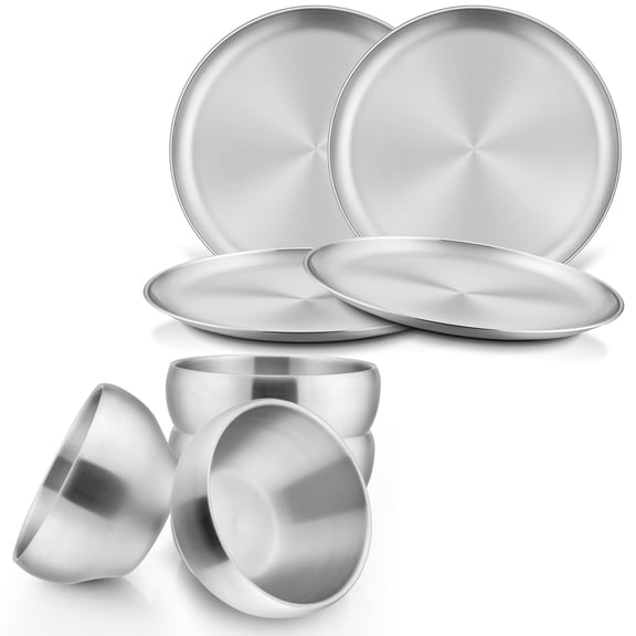 Stainless Steel 8 Piece Dinnerware Set For Camping Hiking Travel Picnic