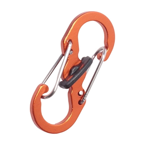 Stainless Steel 8-Shaped Locking S Hook, Anti-Theft Key Clip, Travel Bag Quick Release Buckle, One Size Orange (1PC)