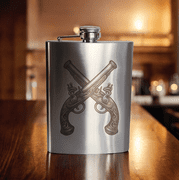 Stainless Steel 8 oz. Hip Pocket Flask - Duel Design by MDream