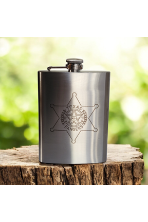 Stainless Steel 8 oz. Hip Pocket Flask - Western Badge Design by MDream