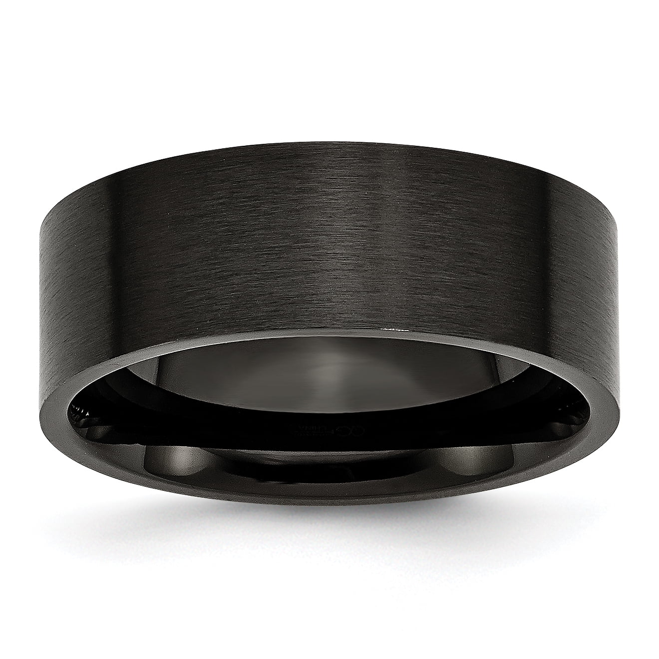 Stainless Steel 8mm Black IP-plated Brushed Flat Band