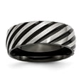 thumbnail image 1 of Stainless Steel 8mm Black IP-plated Swirl Brushed & Polished Band Size: 11; for Adults and Teens; for Women and Men, 1 of 6
