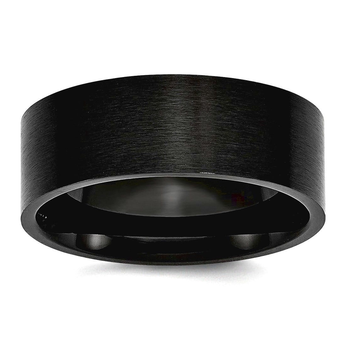 Stainless Steel 8mm Black Ip Plated Brushed Flat Band Ring Size 7 Ring for Women and Men
