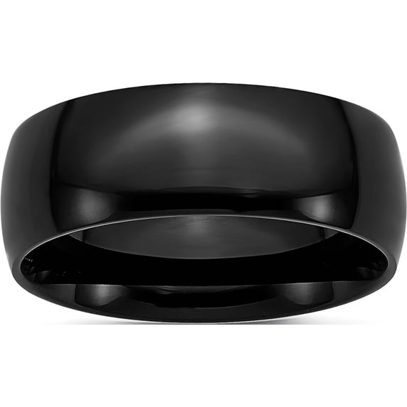 Stainless Steel 8mm Black Ip-Plated Polished Band (Size 13) Made In China sr314-13
