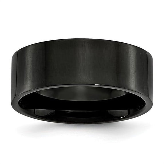 Stainless Steel 8mm Black Ip-Plated Polished Flat Band (Size 9.5) Made In China sr327-9.5