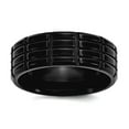 thumbnail image 1 of Stainless Steel 8mm Black Plated Grooved Brushed Band Ring Size 7 Ring for Women and Men, 1 of 2