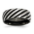 thumbnail image 1 of Stainless Steel 8mm Black Plated Swirl Brushed and Polished Band Ring - Size 9.5, 1 of 2