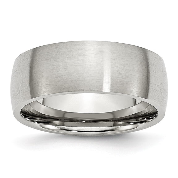 Stainless Steel 8mm Brushed Band Ring - Size 7.5