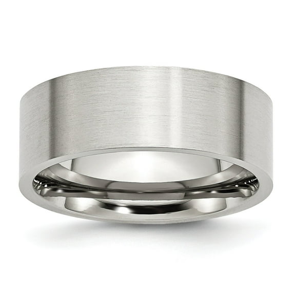 Stainless Steel 8mm Brushed Wedding Ring Band Size 8