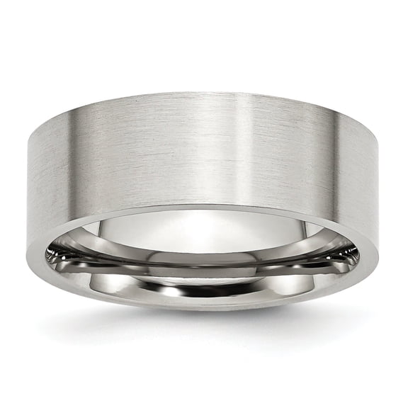 Stainless Steel 8mm Brushed Wedding Ring Band Sz 7.5