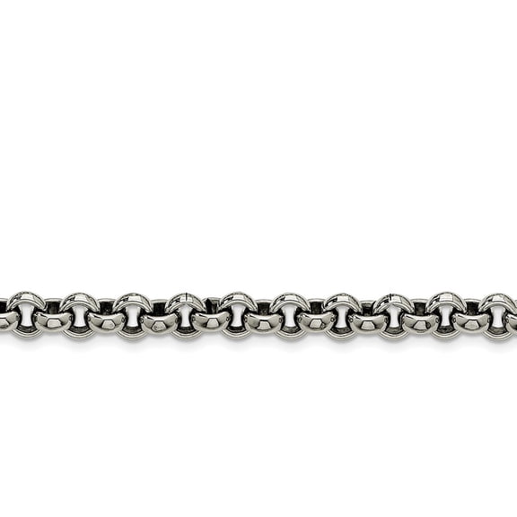 Stainless Steel 8mm Rolo Chain Bracelet - 7.75 Inch
