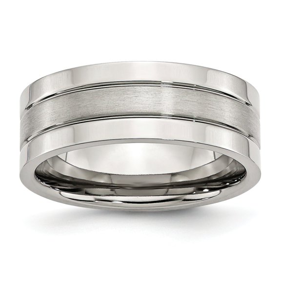 Stainless Steel 8mm Satin Wedding Ring Band Size 7.5