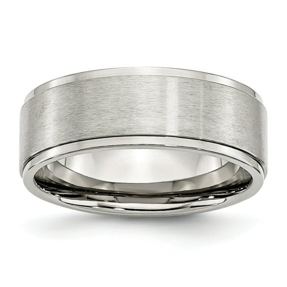 Stainless Steel 8mm Satin Wedding Ring Band Size 7