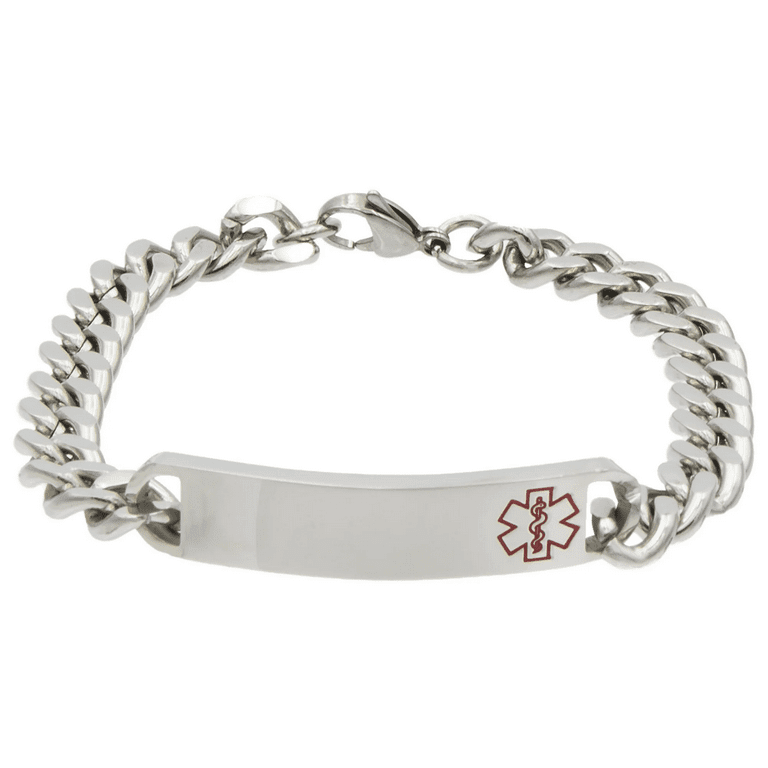 Stainless Steel 9-inch High Blood Pressure Medical Alert Bracelet