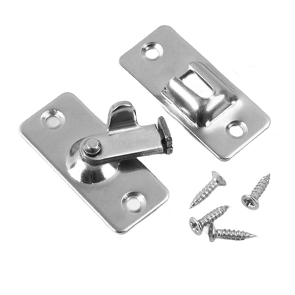 Stainless Steel 90 Degree Lock Door Buckle, Right Angle Sliding Door Bolt For Household Security, Simple Installation Hardware Latch In Black Or White(Silver)