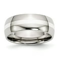 thumbnail image 1 of Stainless Steel 925 Sterling Silver Inlay 8mm Polished Band Size: 12; for Adults and Teens; for Women and Men, 1 of 6