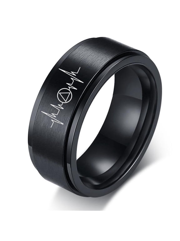 Stainless Steel AA Sobriety Spinner Ring for Men Women,Inspirational Addiction Recovery Rotatable Fidget Relieveing Finger Ring, Sober Jewelry Abstinenece Recoverying Gifts for Men Women, Size 12